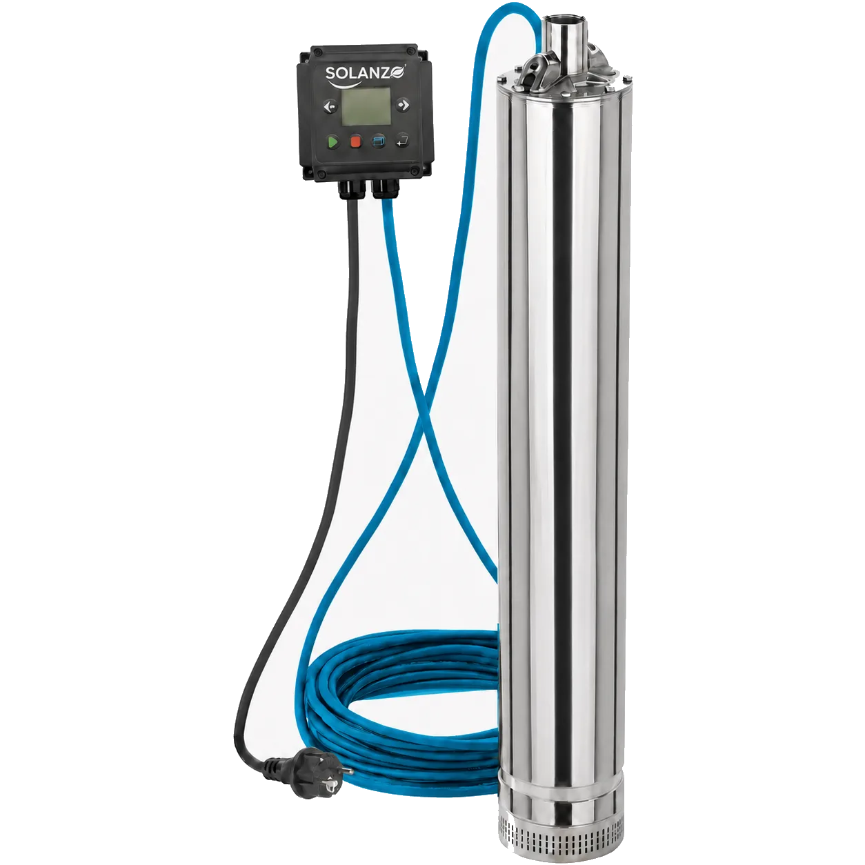 Multi-stage submersible clean-water pumps with built-in control